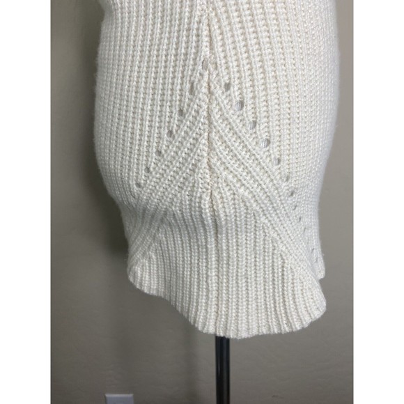 OLIVIA PALERMO CHELSEA28 Ribbed Cold Shoulder Pullover Sweater Ivory XXS XxSmall - Picture 7 of 7